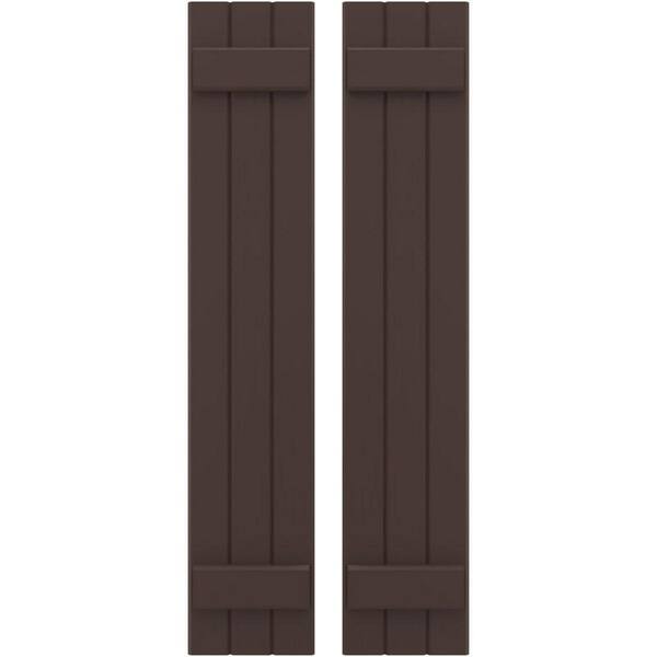 Ekena Millwork 10-1/2 in. W x 54 in. H Americraft 3-Board Exterior Real Wood Joined Board and Batten Shutters in Raisin Brown