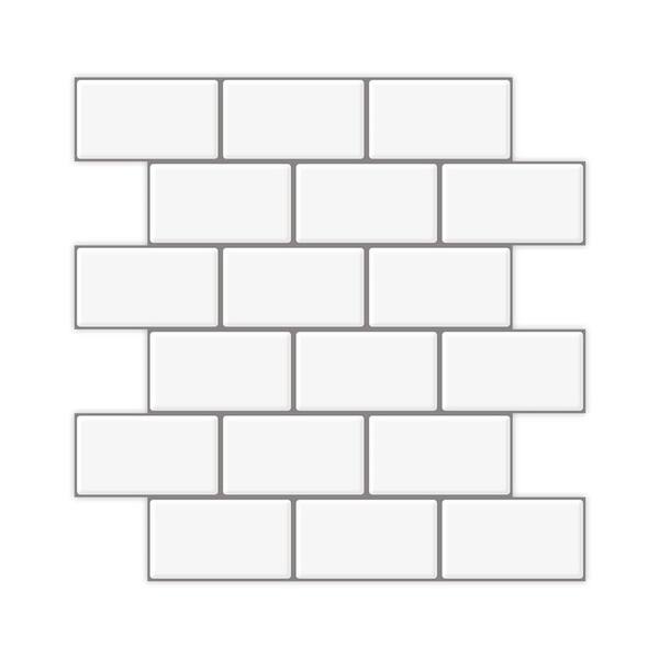 Art3d White with Silver Grout Subway Tile 12 in. x 12 in. Vinyl Peel and Stick Tile Backsplash (9.5 sq. ft./Pack)