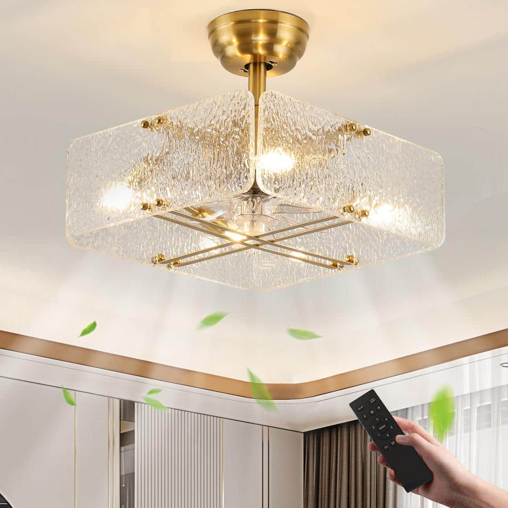 15.7 in. Indoor Gold Ceiling Fan with Light Fandelier with Remote Chandelier Caged Ceiling Fan with Remote price history on PriceWatchPro