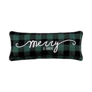 Green Merry & Bright Buffalo Check Christmas Throw Pillow