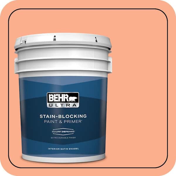 BEHR ULTRA 5 gal. #220B-4 Orange Grove Extra Durable Satin Enamel Interior Paint & Primer