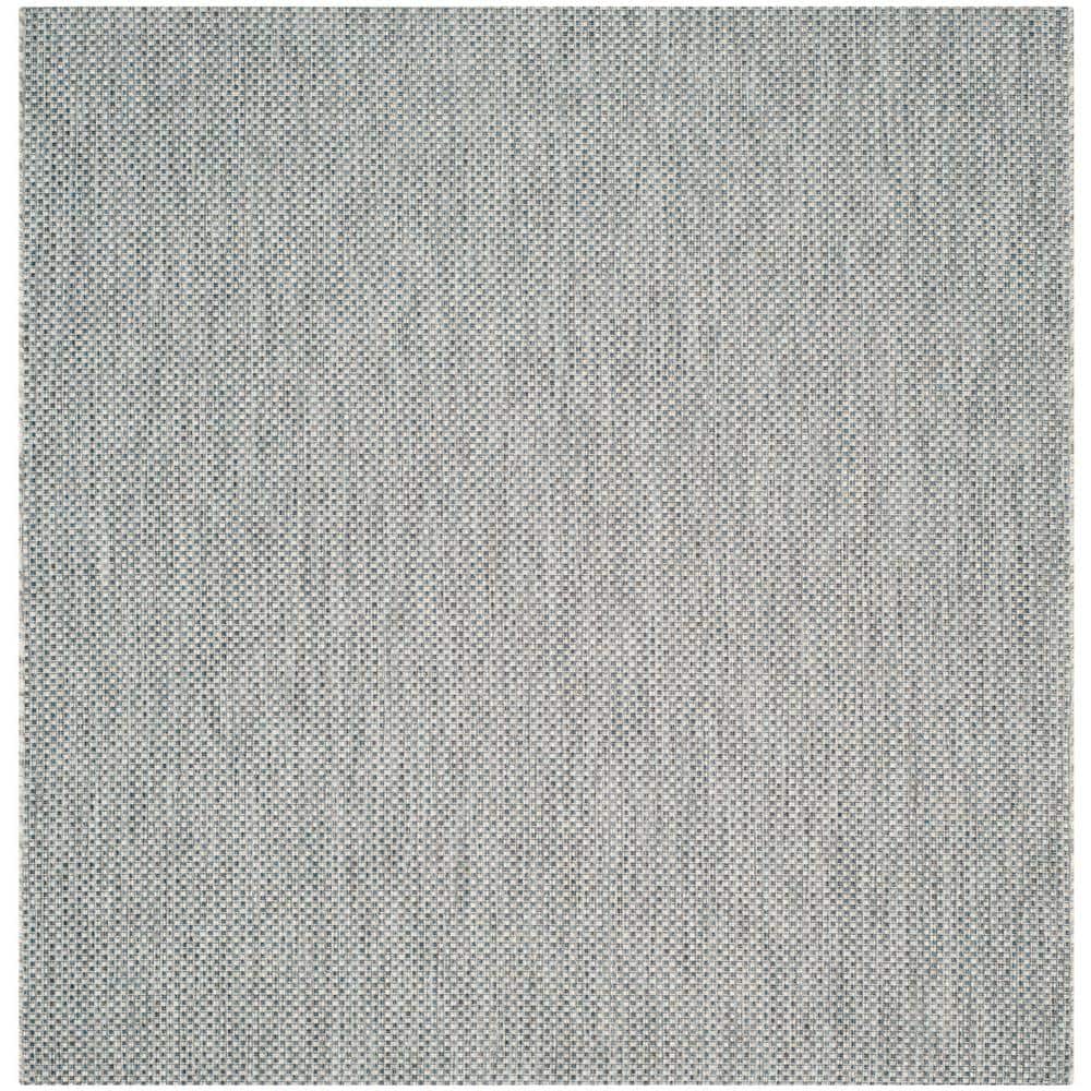 Navy and Grey Square Synthetic Outdoor Area Rug