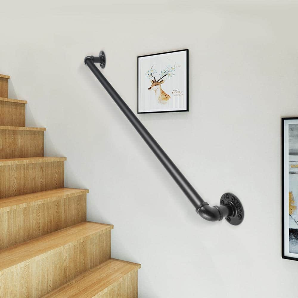 Black 3ft Metal Staircase Handrail with PVC Coating