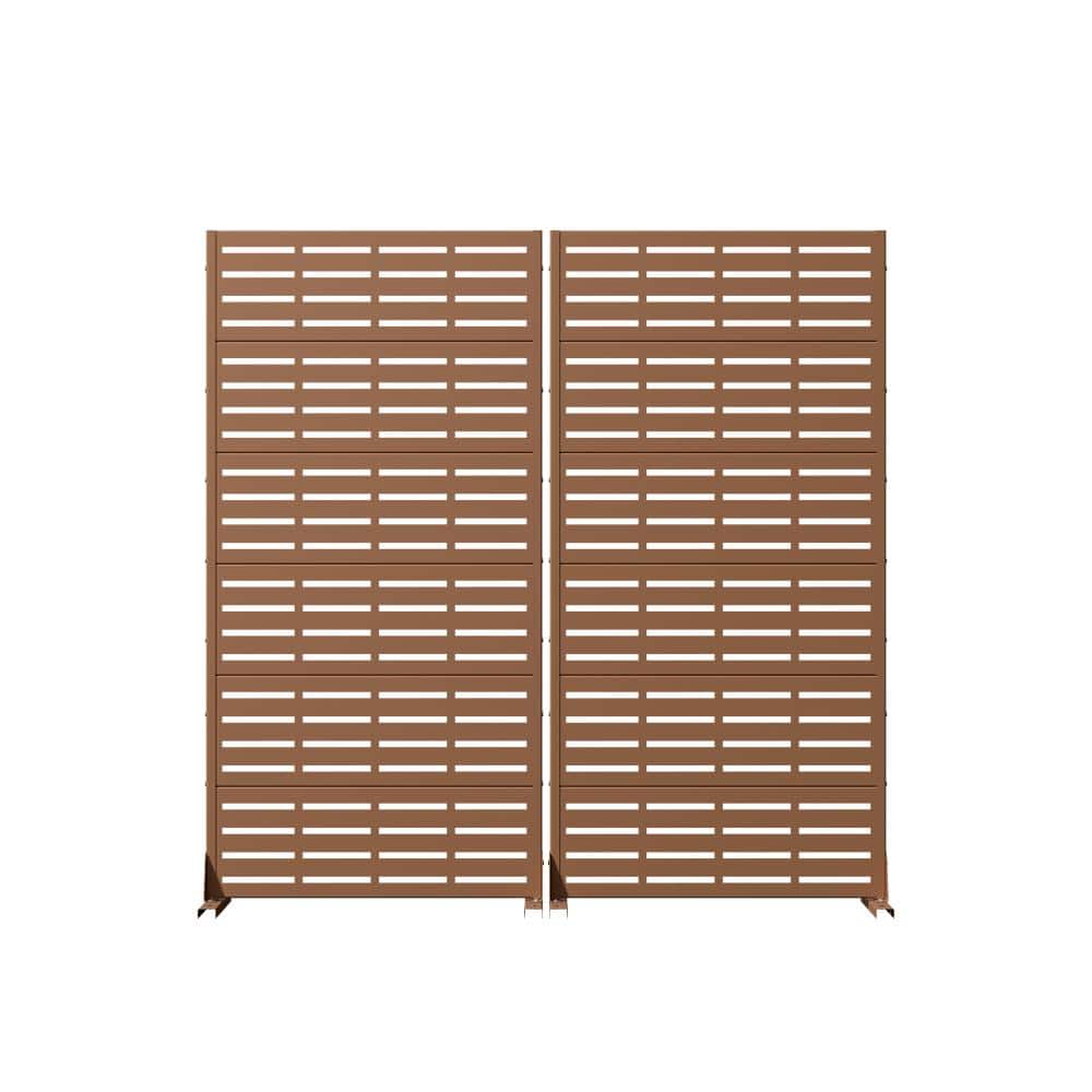 35 in. W x 72 in. H Brown Metal No Dig Freestanding Outdoor Privacy Screen Rust-Resistant Decorative Fence (2-Pack) price history on PriceWatchPro