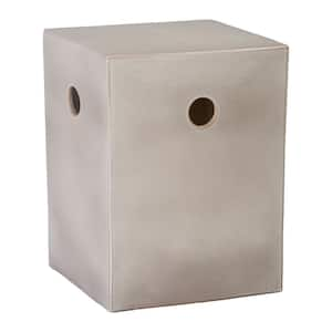 18 in. H Glossy Glaze Gray Square Ceramic Garden Stool