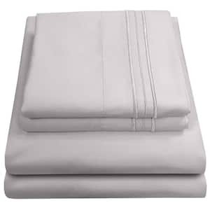 1800 Series 4-Piece Silver Solid Color Microfiber RV Short Queen Sheet Set