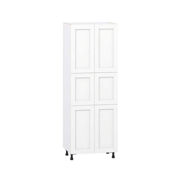 Milton 30 in. W x 24 in. D x 84.5 in. H Assembled Shaker Pantry Kitchen Cabinet in Bright White with 5-Shelves