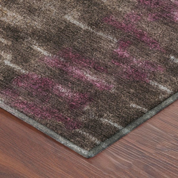 Mayfield Premium Machine Washable Abstract AMF2318 Chocolate 3 ft. x 5 ft. Area Rug