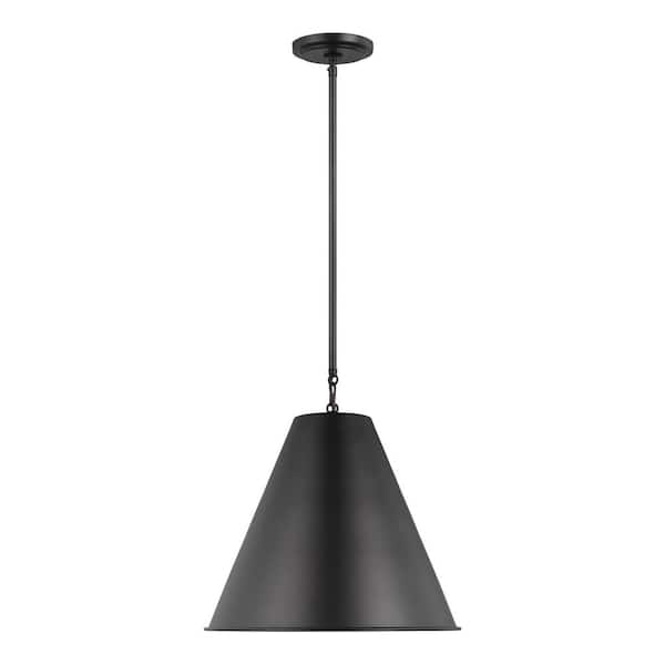 Gordon 1-Light Midnight Black Small Pendant with Steel Shade