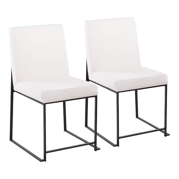 Lumisource Fuji White Velvet and Black Steel High Back Dining Side Chair (Set of 2)