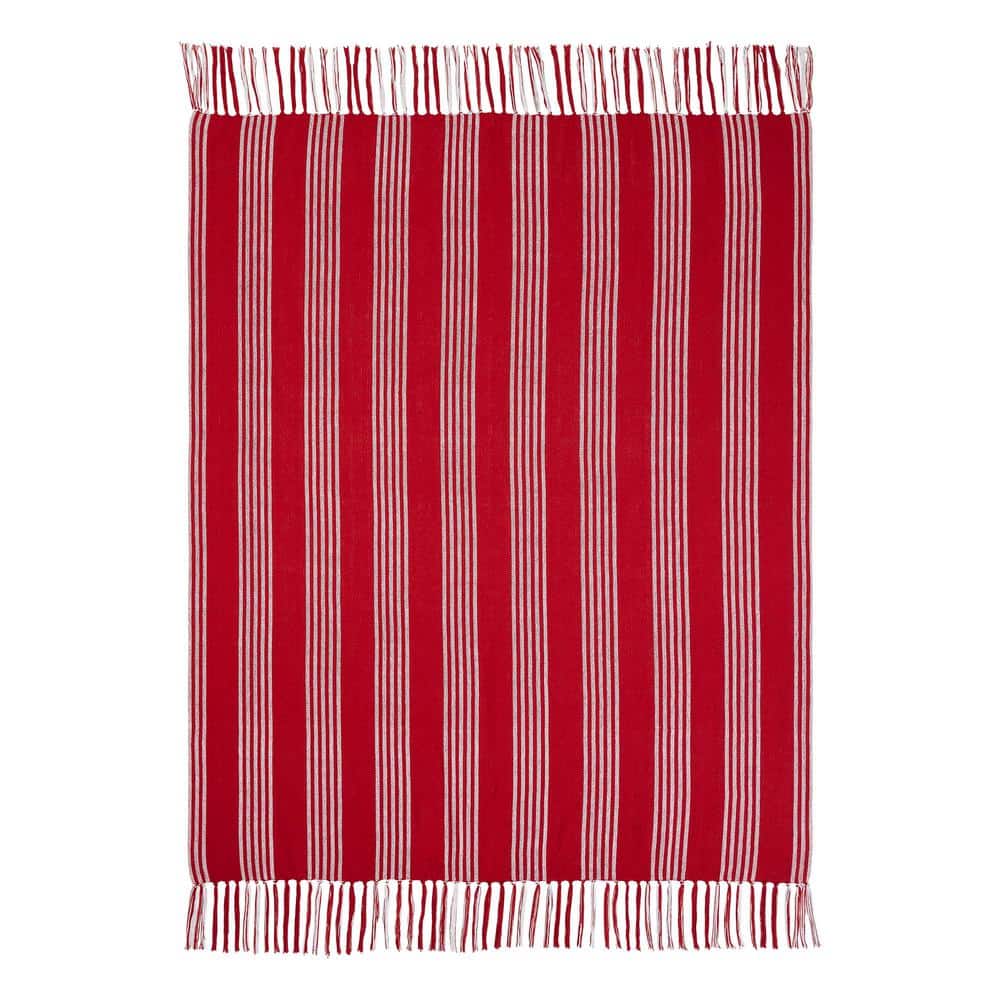 Arendal Red and White Striped Woven Throw Blanket 50x60