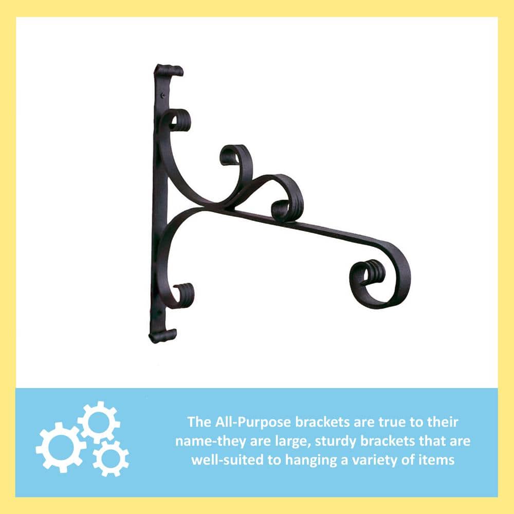 Large Black Wrought Iron Scrollwork Garden Bracket