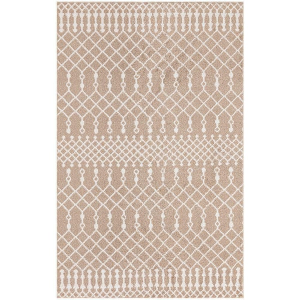 Nourison Astra Machine Washable Taupe 3 ft. x 5 ft. Moroccan Transitional Area Rug
