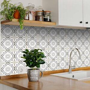 5 in. x 5 in. Gray and Off-White B506 Vinyl Peel and Stick Tile (24 Tiles, 4.17 sq. ft./pack)