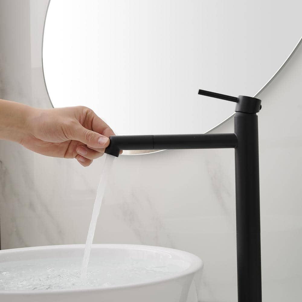 Matte Black Single Handle Vessel Sink Faucet