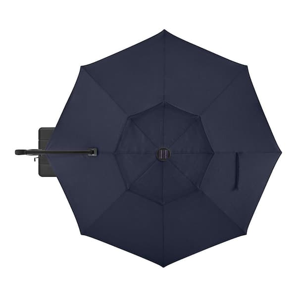 Hampton Bay 11 ft. Aluminum Cantilever Solar LED Offset Patio Umbrella in  Midnight Blue URM822013-MI