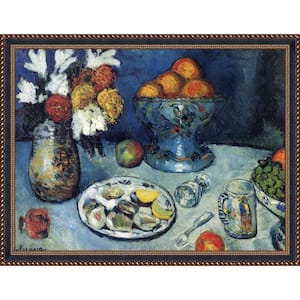 Still Life (Dessert) by Pablo Picasso Verona Black Gold Braid Framed Nature Oil Painting Art Print 34.75 in. x 44.75 in.