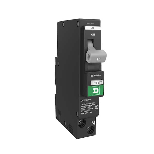 Square D QO 15 Amp 120-Volt Single-Pole Plug-On Neutral Combination Arc Fault Circuit Breaker