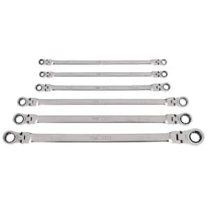 Long Flex Head 12-Point Ratcheting Box End Wrench Set with 6-Piece (1/4-13 in./16 in.)