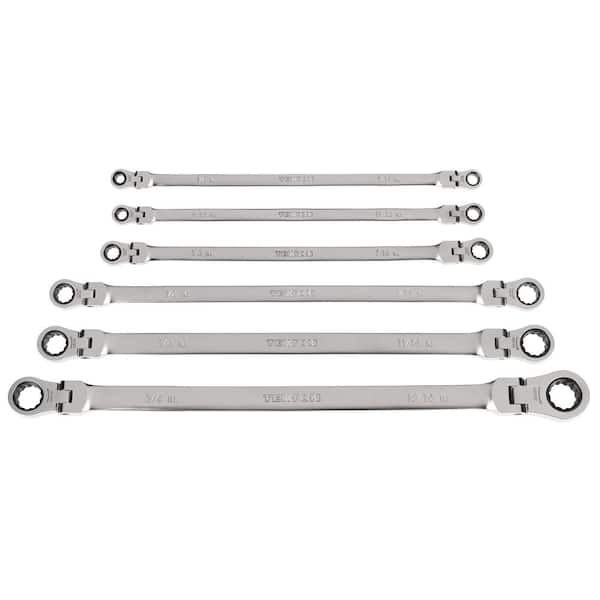 TEKTON Long Flex Head 12-Point Ratcheting Box End Wrench Set with 6-Piece (1/4-13 in./16 in.)