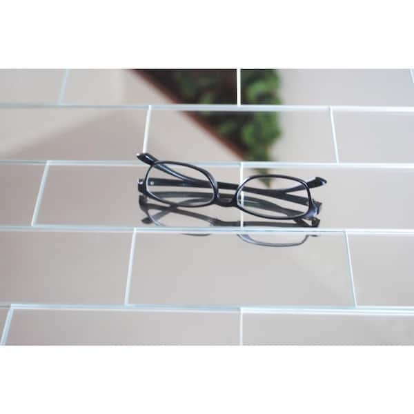 Reflections Silver 3 in. x 6 in. Glass Mirror Peel and Stick Subway Tile (11 Sq. Ft./Case)