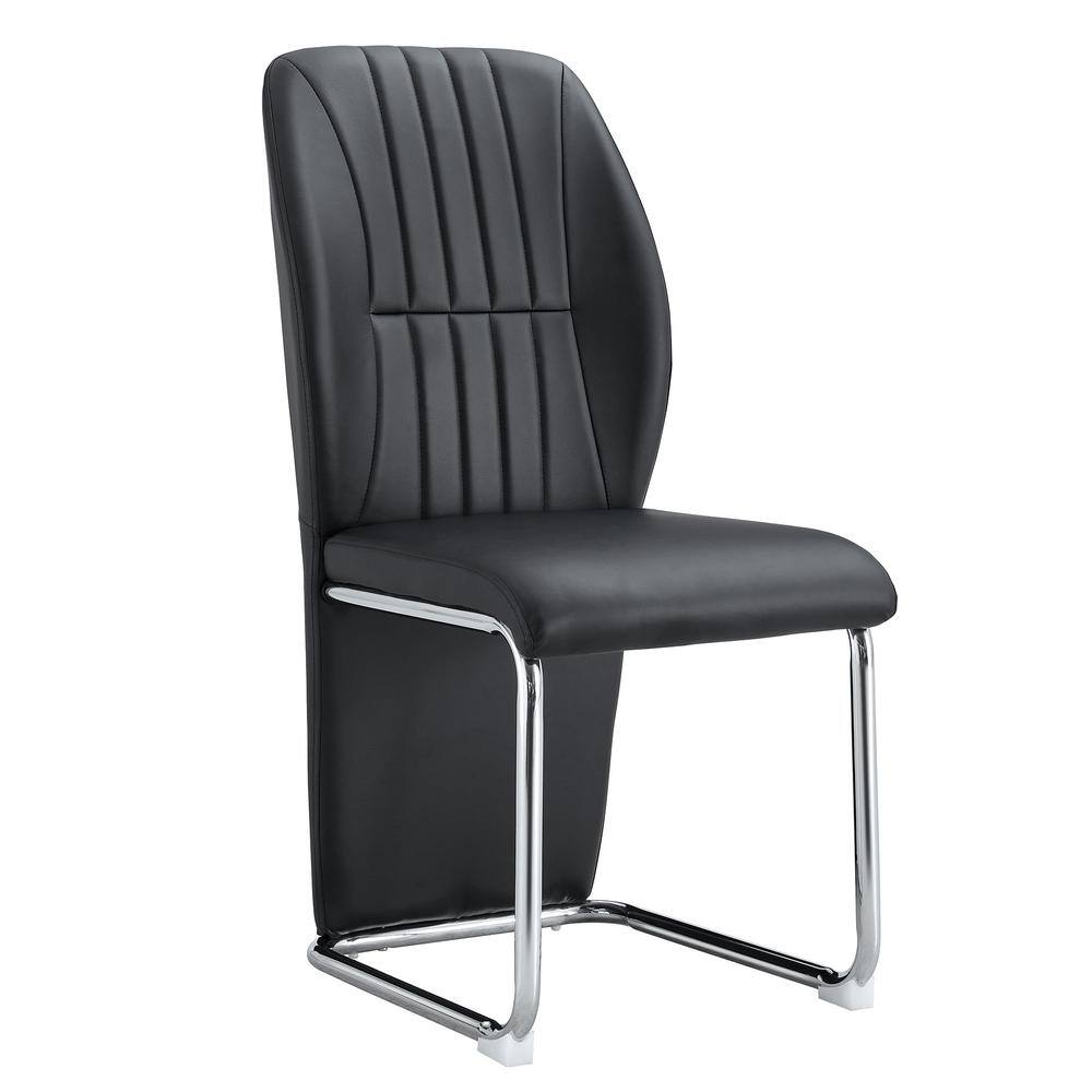 Polibi Modern Black PU Leather Seat Dining Chairs for Kitchen, Living