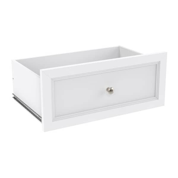 Selectives 10 in. H x 23.5 in. W White Wood Drawer with Silver Handle