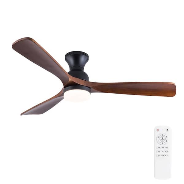 Jushua 52 in. Indoor Black Ceiling Fan with Lights Remote Control
