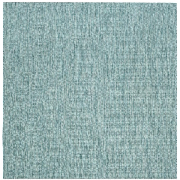 SAFAVIEH Courtyard Aqua 5 ft. x 5 ft. Square Solid Indoor/Outdoor Patio  Area Rug