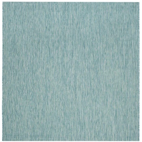 SAFAVIEH Courtyard Aqua 5 ft. x 5 ft. Square Solid Indoor/Outdoor Patio  Area Rug