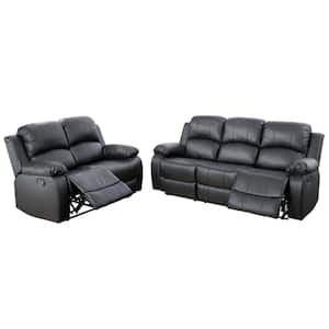 Black Faux Leather Rocker Recliner  (Set of 2)