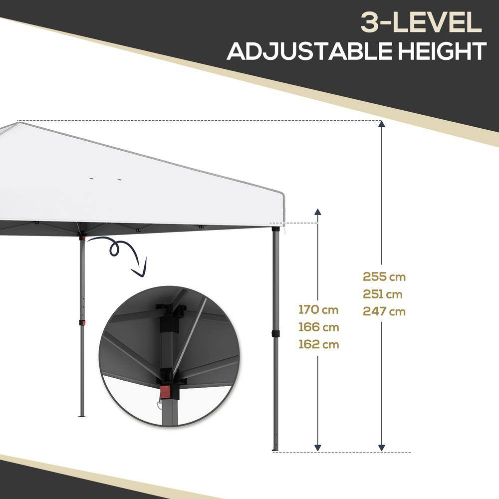 White Adjustable Height Pop-Up Canopy Tent with Mesh Windows