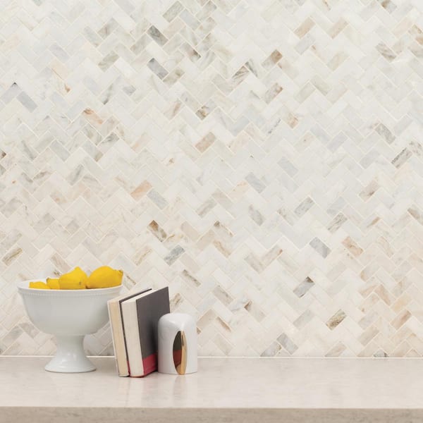 Arabescato 1x2 Marble Herringbone Polished Tile All Marble Tiles