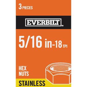 5/16 in.-18 Stainless Steel Hex Nut (3-Pack)