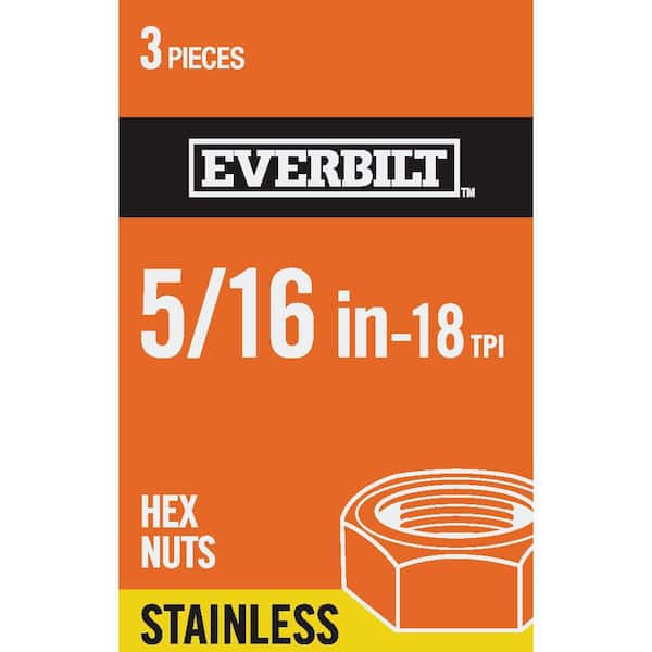 Everbilt 5/16 in.-18 Stainless Steel Hex Nut (3-Pack)