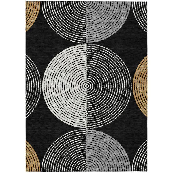 Chantille Machine Washable Indoor/Outdoor Abstract ACN2281 Black 9 ft. x 12 ft. Area Rug