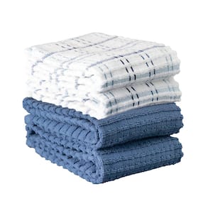 Royale Federal Blue 4-Pack Solid and Coordinate Kitchen Towel Set