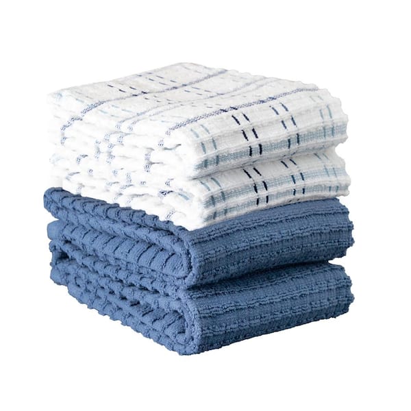 RITZ Royale Federal Blue 4-Pack Solid and Coordinate Kitchen Towel Set