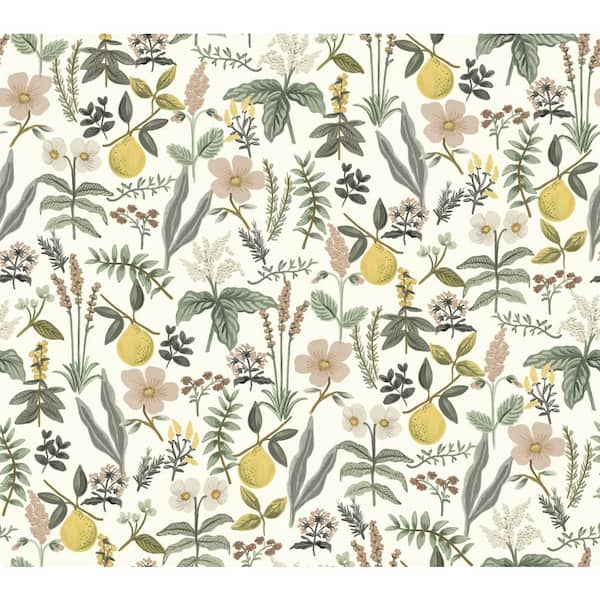 Herb Garden Cream Botanical Premium Peel and Stick Wallpaper