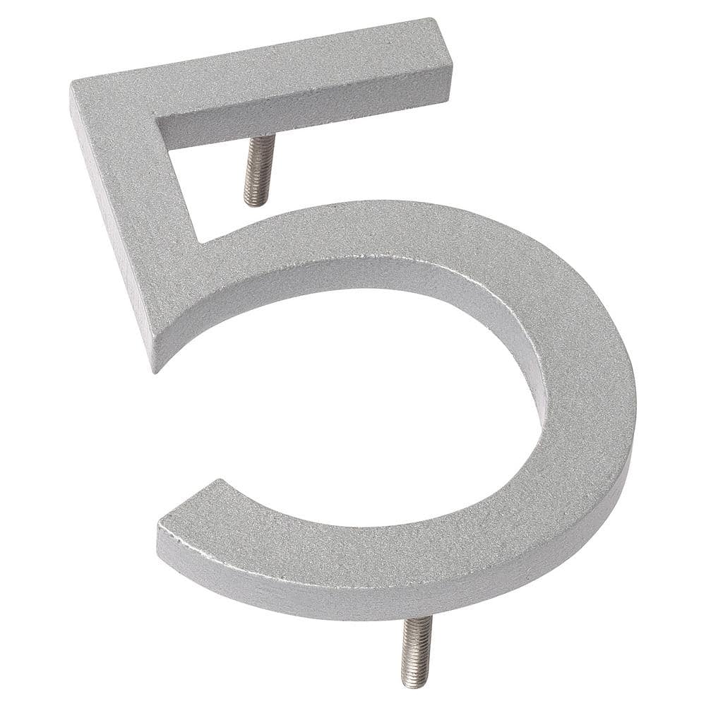 4 in. Silver Aluminum Floating or Flat Modern House Number 5 price history on PriceWatchPro