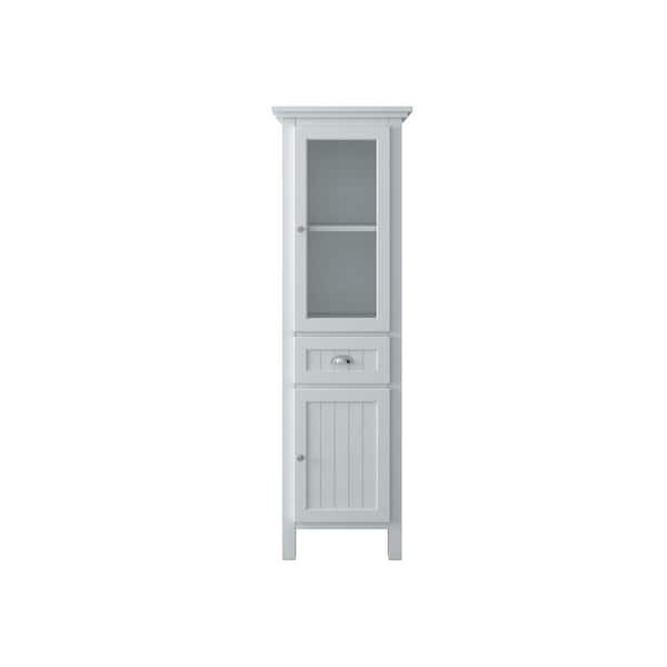 Home Decorators Collection Ridgemore 20 in. W x 14 in. D x 65 in. H White Freestanding Linen Cabinet