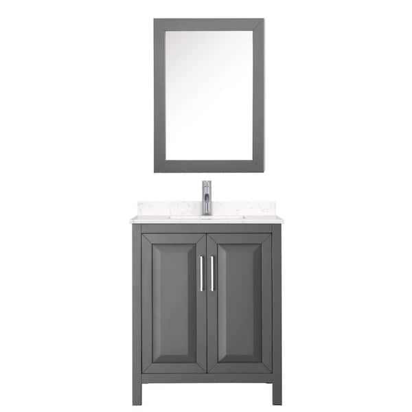 Wyndham Collection Daria 30 in. W x 22 in.D Single Vanity in Dark Gray w/ Cultured Marble Vanity Top in Light-Vein Carrara w/ Basin&Med Cab