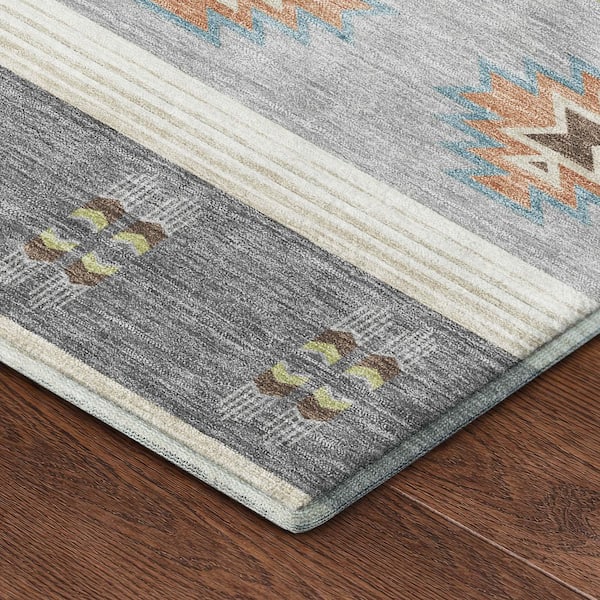 Mayfield Premium Machine Washable Abstract AMF2541 Gray 10 ft. x 14 ft. Area Rug