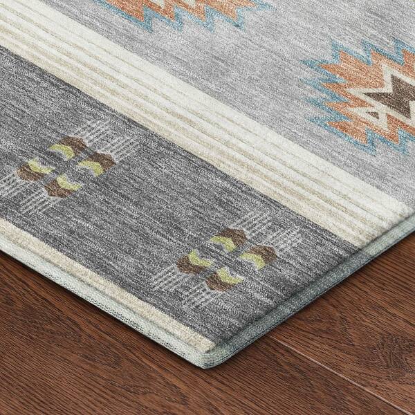 Mayfield Premium Machine Washable Abstract AMF2541 Gray 3 ft. x 5 ft. Area Rug