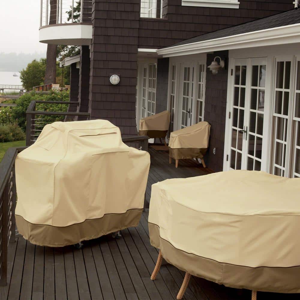 Extra Large Beige and Brown Water-Resistant Patio Furniture Cover