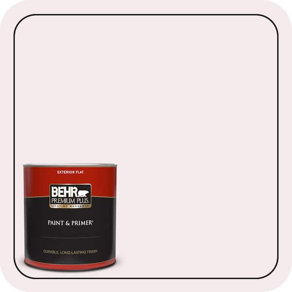 BEHR PREMIUM PLUS 1 qt. #100A-1 Barely Pink Flat Exterior Paint & Primer