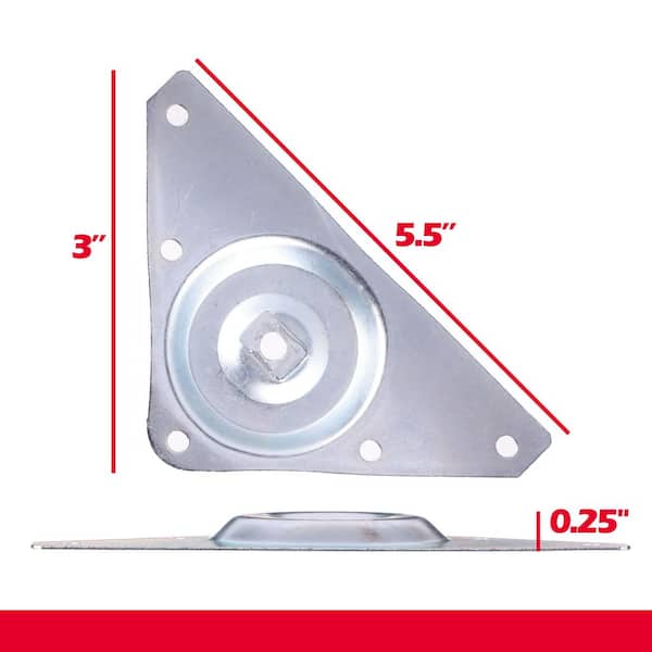 Waddell - Heavy Duty Top Plate - 5.5 in. x 3 in. - 16G Steel Mounting Hardware - Furniture Leg Easy Installation