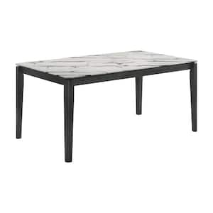 Stevie White Faux Marble and Black Stain 63 in. Rectangular 4-Legs dining Table (Seats-6)