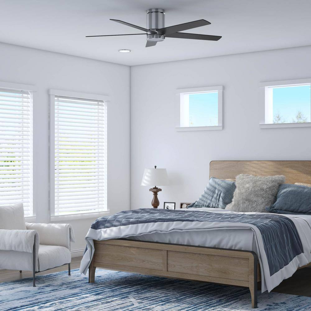 Graceshire 52" Brushed Nickel LED Ceiling Fan with Remote and Reversible Gray Oak Blades