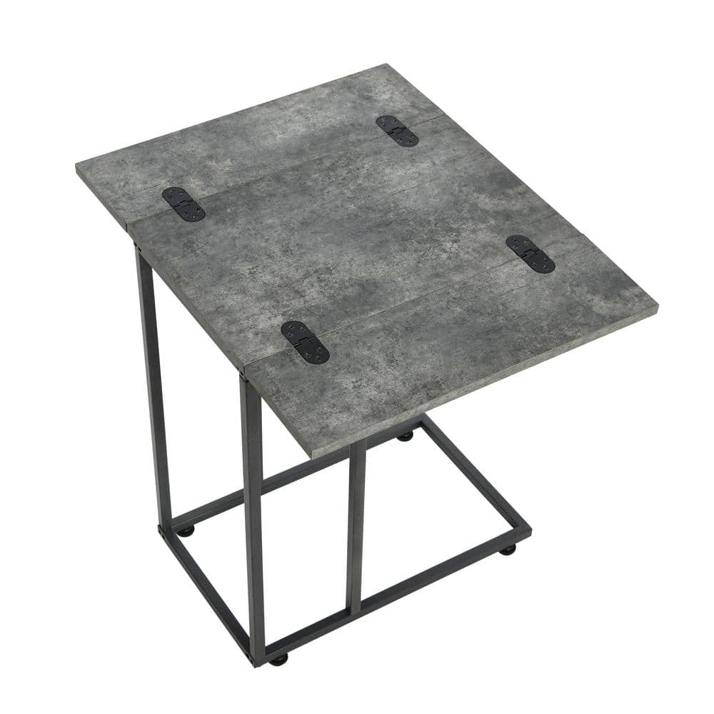 Jamestown Gray and Black Metal Extendable C-Shaped Side Table
